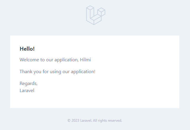 laravel welcome email